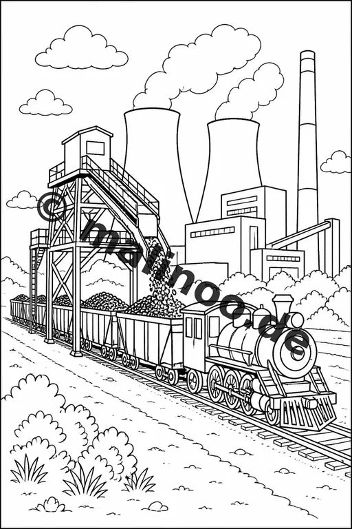 Züge Malbuch 20 Ausmalbilder gedruckt, ungebunden – Vorschaubild 9
