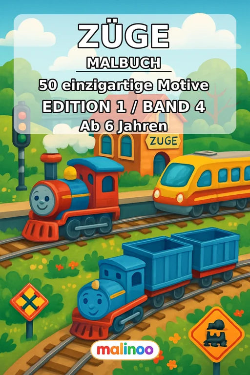 Züge Malbuch 50 Ausmalbilder PDF Download – Cover
