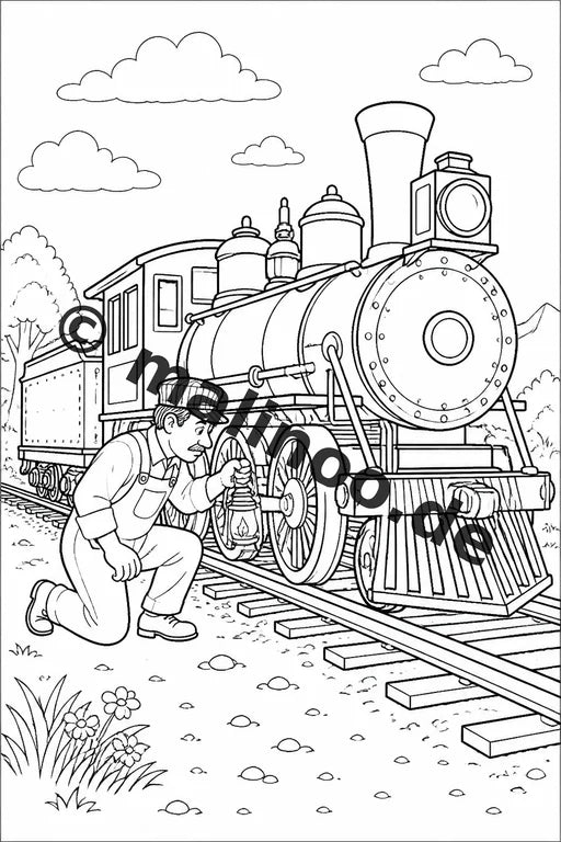 Züge Malbuch 50 Ausmalbilder PDF Download digital – Vorschaubild 3