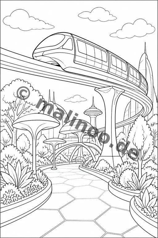 Züge Malbuch 50 Ausmalbilder PDF Download – Vorschaubild 4