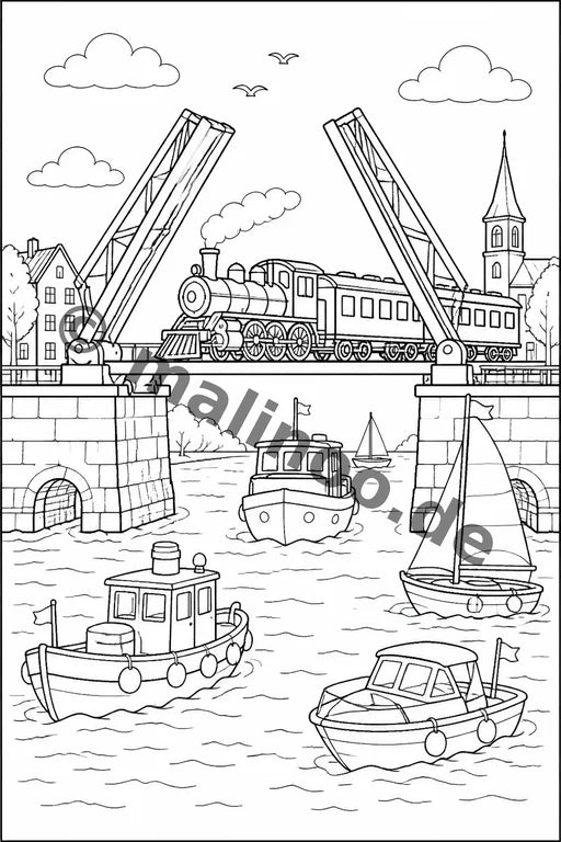 Züge Malbuch 50 Ausmalbilder gedruckt+gebunden – Vorschaubild 10