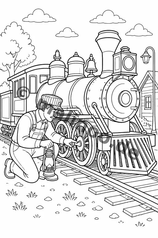 Züge Malbuch 50 Ausmalbilder gedruckt+gebunden – Vorschaubild 5