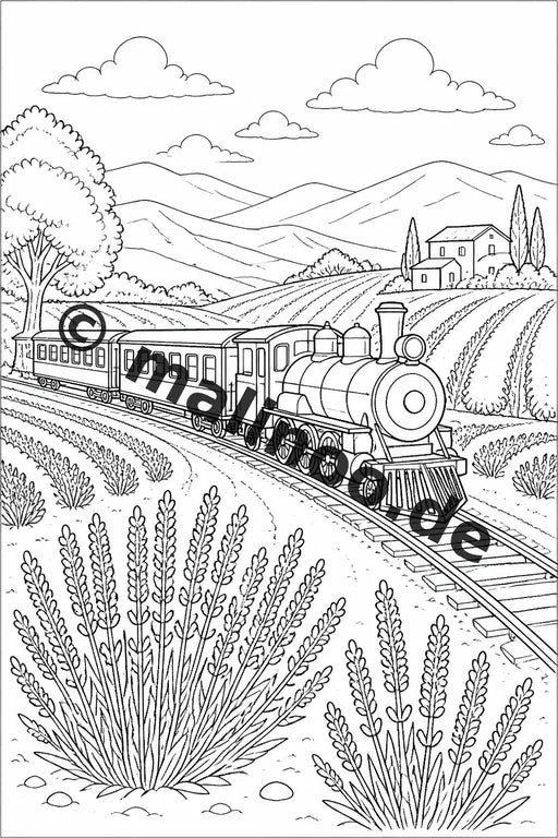 Züge Malbuch 50 Ausmalbilder gedruckt und gebunden – Vorschaubild 6