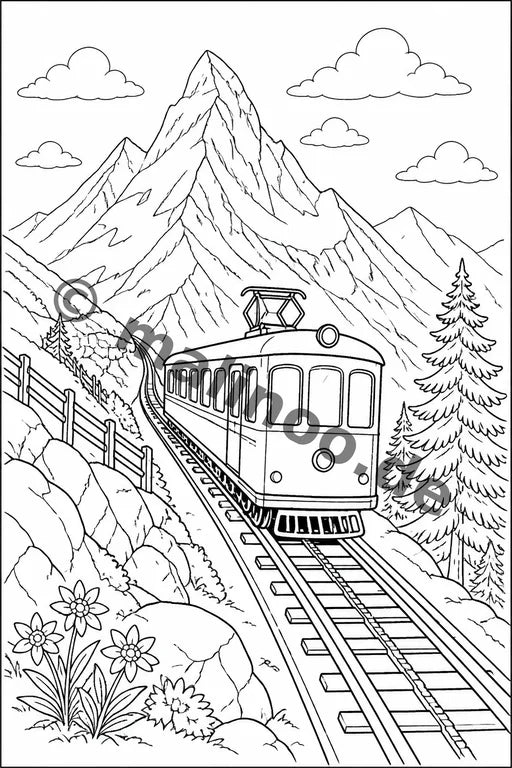 Züge Malbuch 50 Ausmalbilder gedruckt+gebunden – Vorschaubild 6