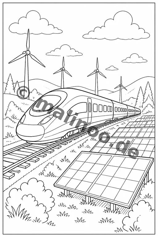 Züge Malbuch 50 Ausmalbilder gedruckt+gebunden – Vorschaubild 8