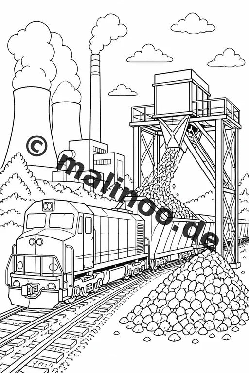 Züge Malbuch 50 Ausmalbilder gedruckt und gebunden – Vorschaubild 9
