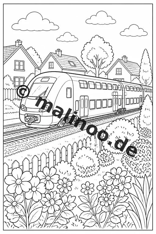 Züge Malbuch 50 Ausmalbilder gedruckt, ungebunden – Vorschaubild 2