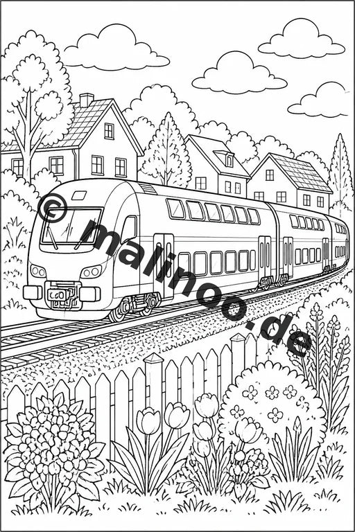 Züge Malbuch 50 Ausmalbilder gedruckt, ungebunden – Vorschaubild 2