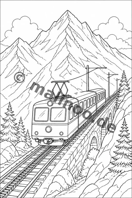 Züge Malbuch 50 Ausmalbilder gedruckt+lose – Vorschaubild 6