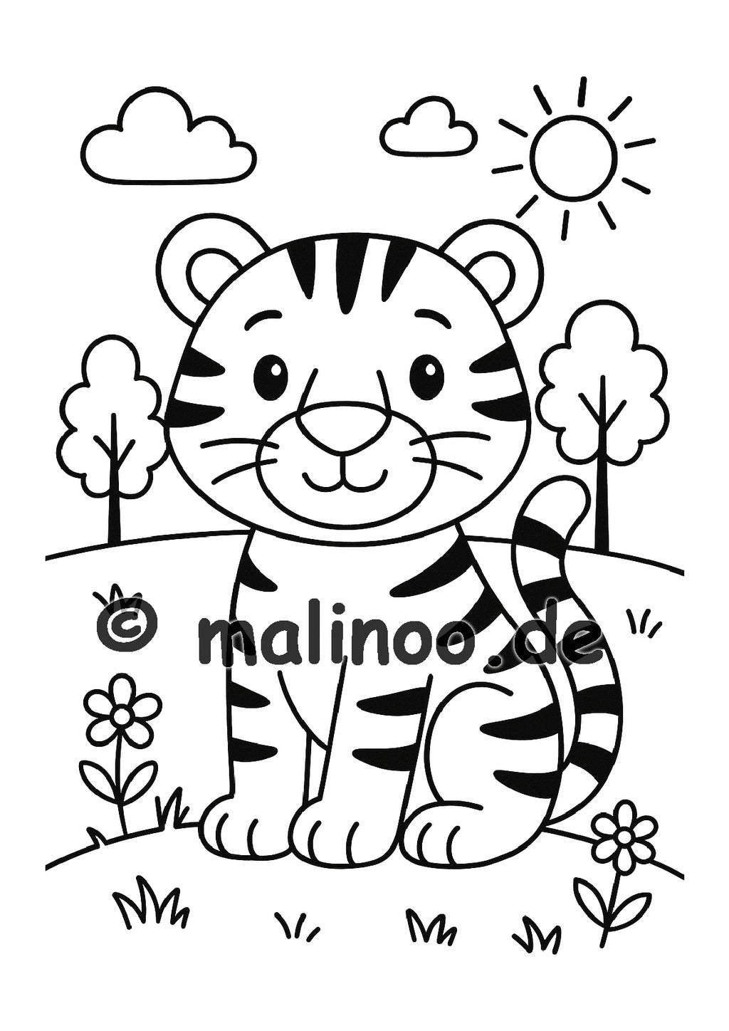 Tier Malbuch Kinder – 20 Tiere zum Ausmalen, Malbuch ab 3 Jahre, Band 2, malinoo