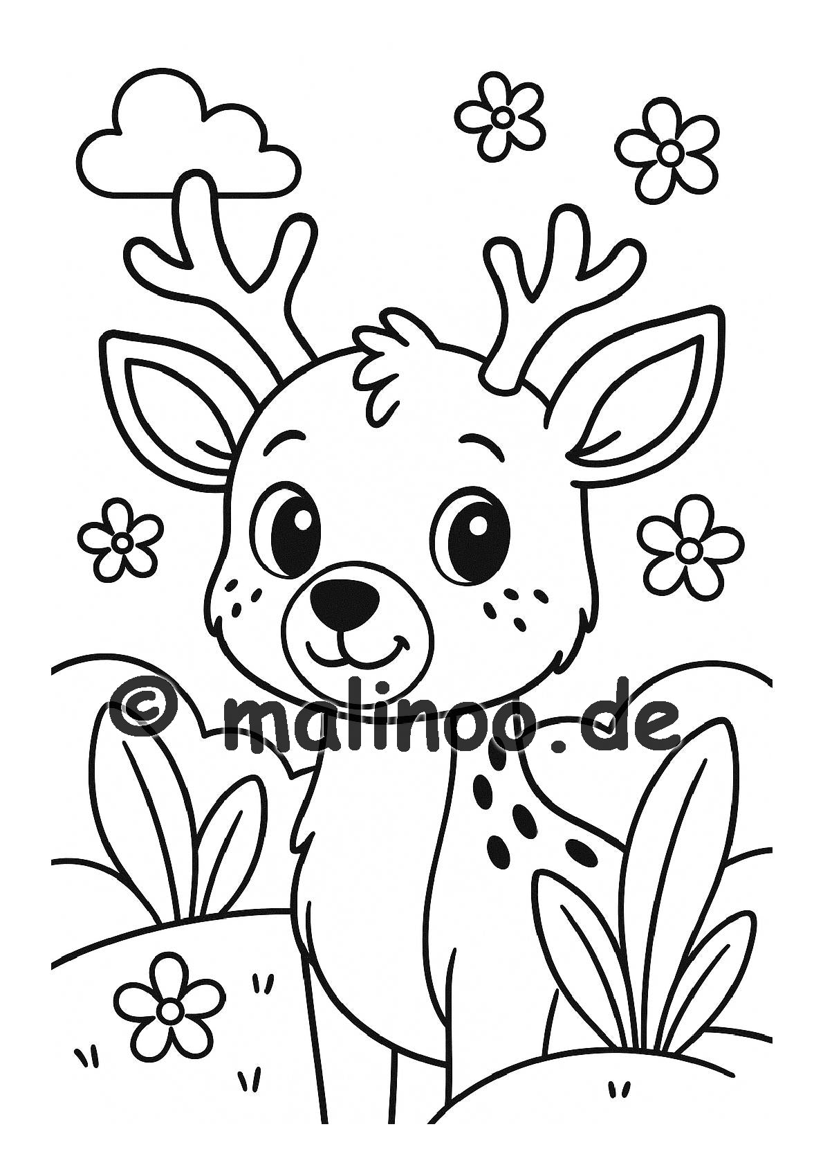 Tier Malbuch Kinder – 20 Tiere zum Ausmalen, Malbuch ab 3 Jahre, Band 4, malinoo