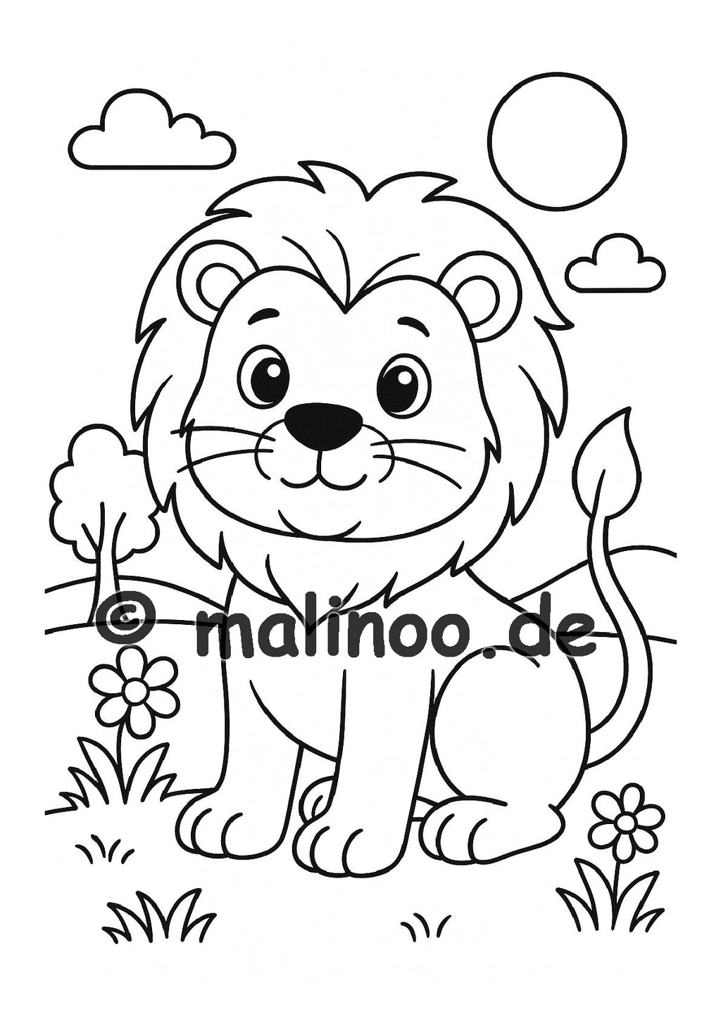 Tier Malbuch Kinder – 50 Tiere zum Ausmalen, Malbuch ab 3 Jahre, Buch 2, malinoo