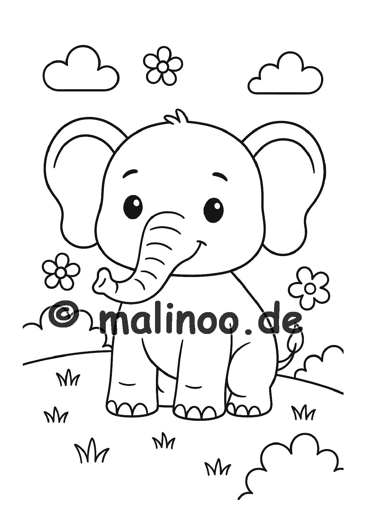 Tier Malbuch Kinder – 50 Tiere zum Ausmalen, Malbuch ab 3 Jahre, Buch 2, malinoo