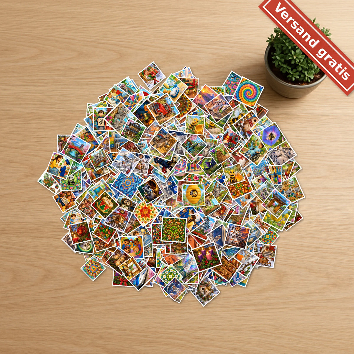 Sticker Adventszeit, Astronauten, Bienen & Hummeln, Weihnachten, Ich bin im Krankenhaus, Japan, Kindergarten-Abschied, Koalas, Magische Tiere, Mandalas – 100 Aufkleber je Thema, Vinyl wasserabweisend – Bild 1