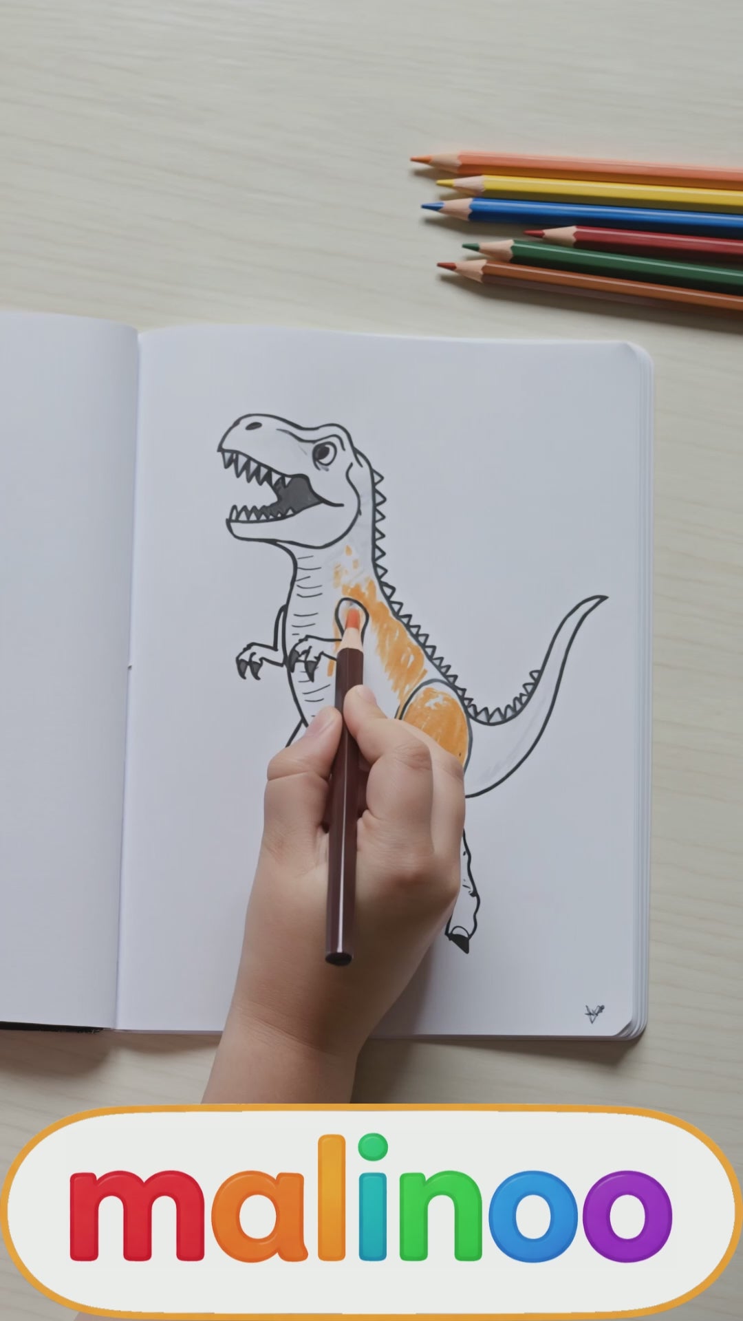 Dino Malbuch Kinder – 100 Dinosaurier zum Ausmalen, Malbuch ab 3 Jahre, MEGA-BUCH, malinoo