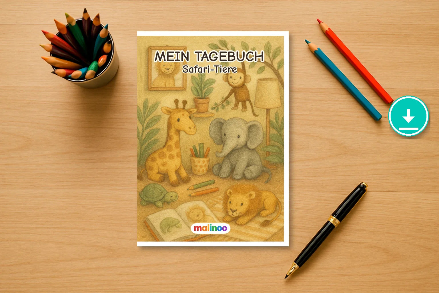 Tagebuch Safari Animals Activity Low animals activity 00 mockup digital